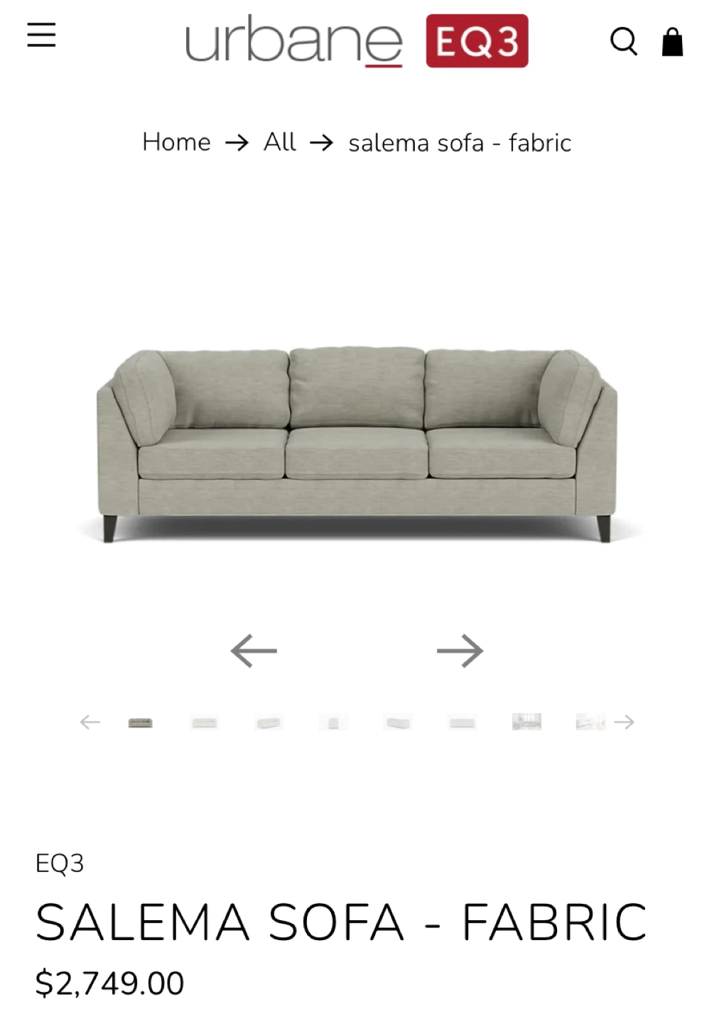 EQ3 Custom Grey Salema Sofa (CAN DELIVER) - photo 5