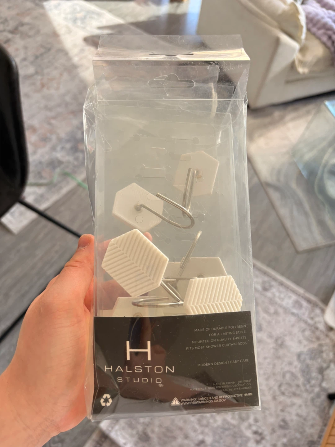 Halston Studio White Resin Shower Curtain Hooks