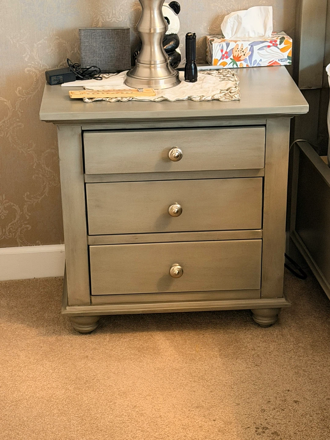 Grey king Bed Frame with Nightstands