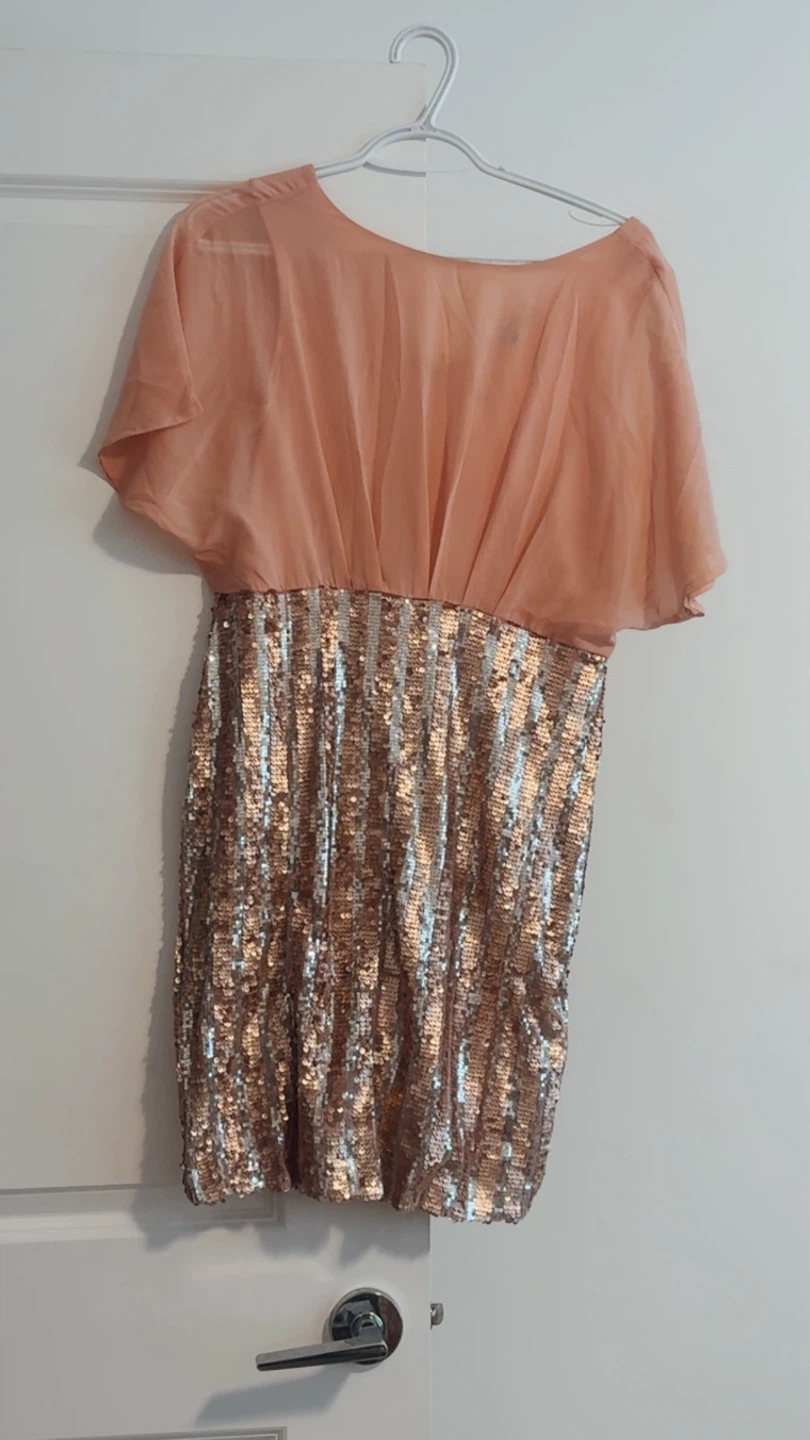 Peach and Rose Gold Sequin Dress
