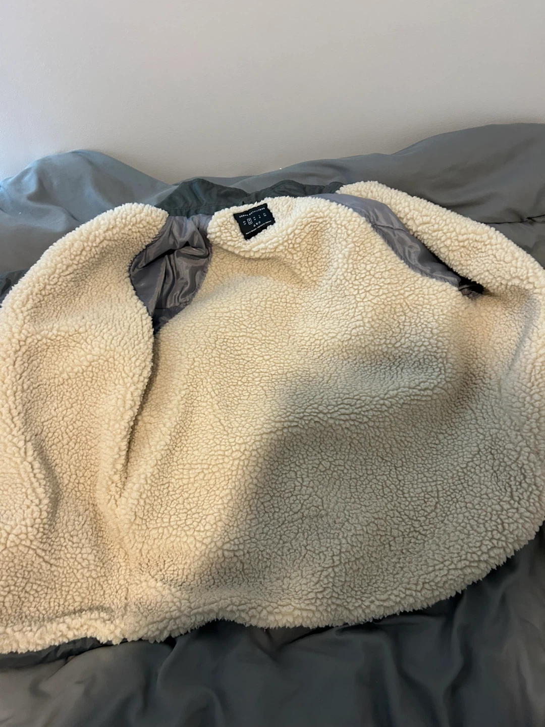 Urban Outfitters Sherpa Lined Bomber Jacket - Grey - Size S - photo 2