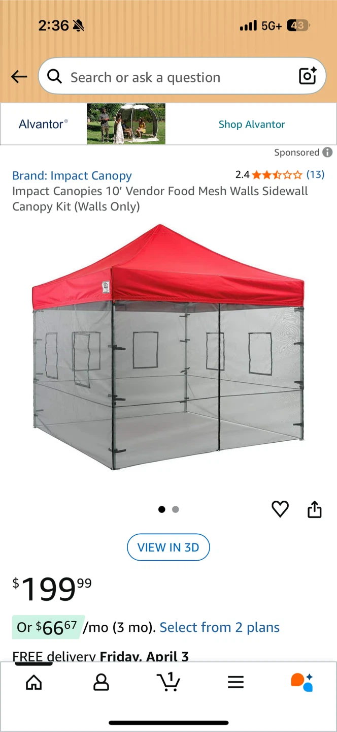 Impact Canopies 10' Food Mesh Wall