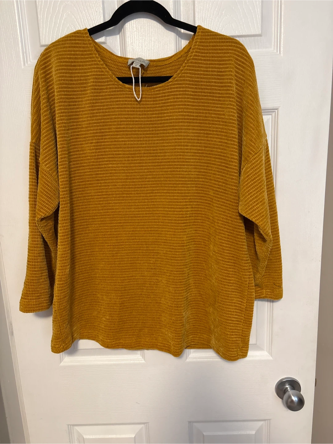 Chenault Mustard Yellow Waffle Knit Top 1X - photo 5