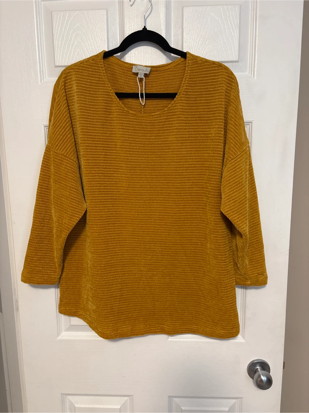 Chenault Mustard Yellow Waffle Knit Top 1X