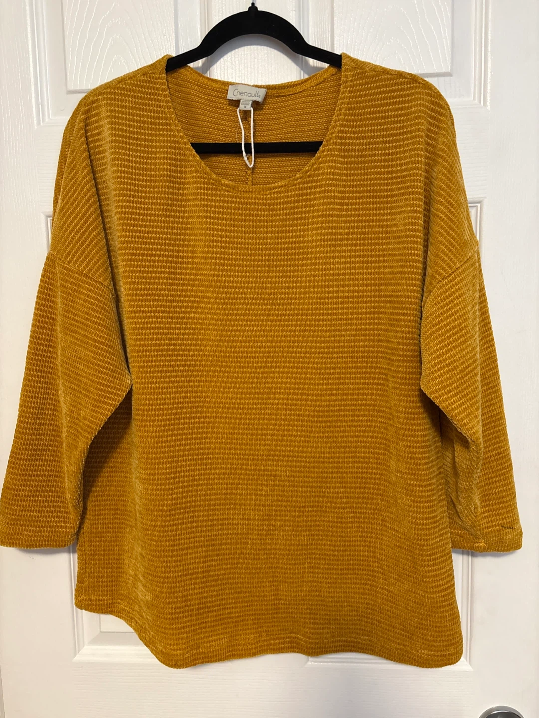 Chenault Mustard Yellow Waffle Knit Top 1X - photo 2