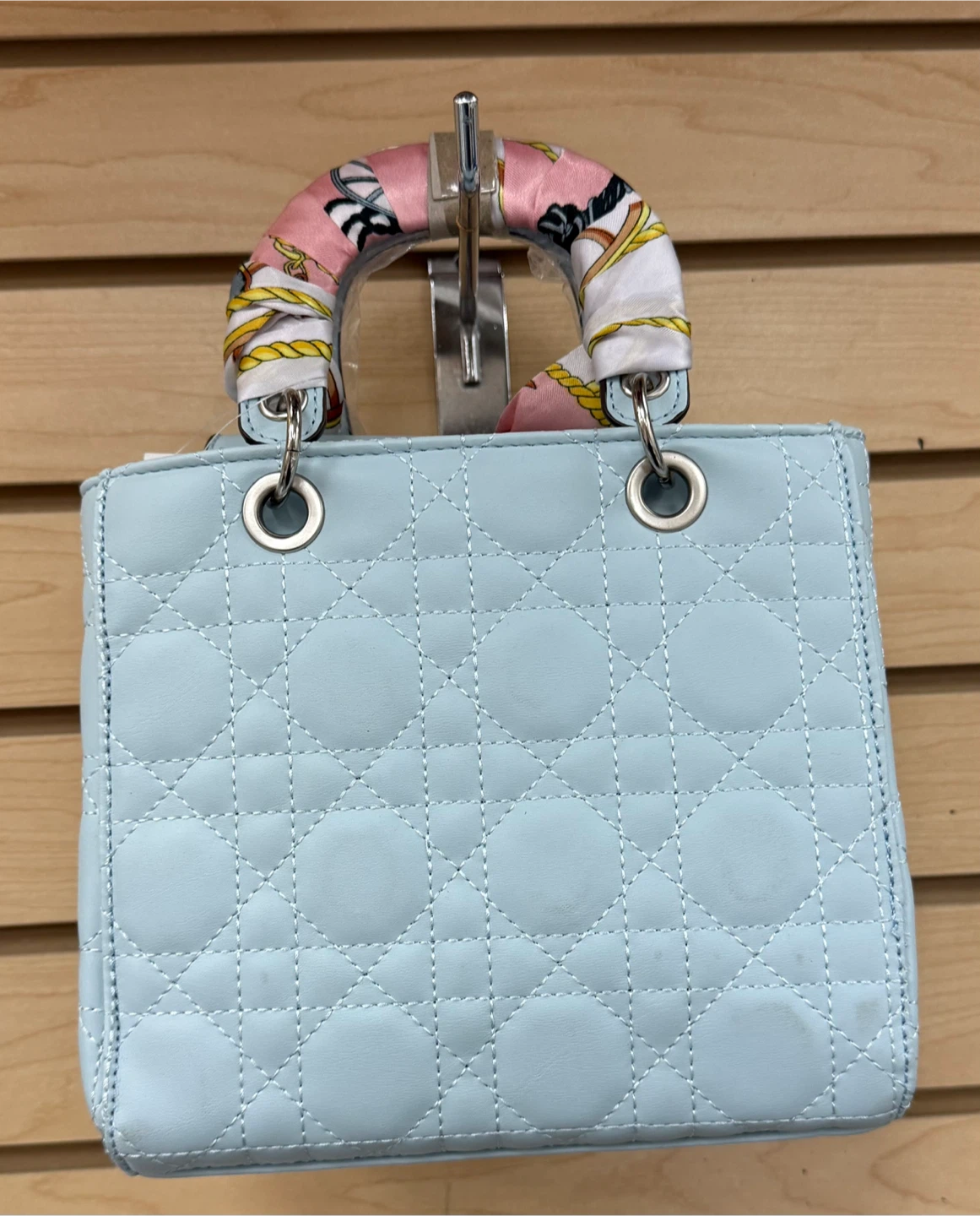Inspired Dior Quilted Handbag with Scarf Handle - photo 2