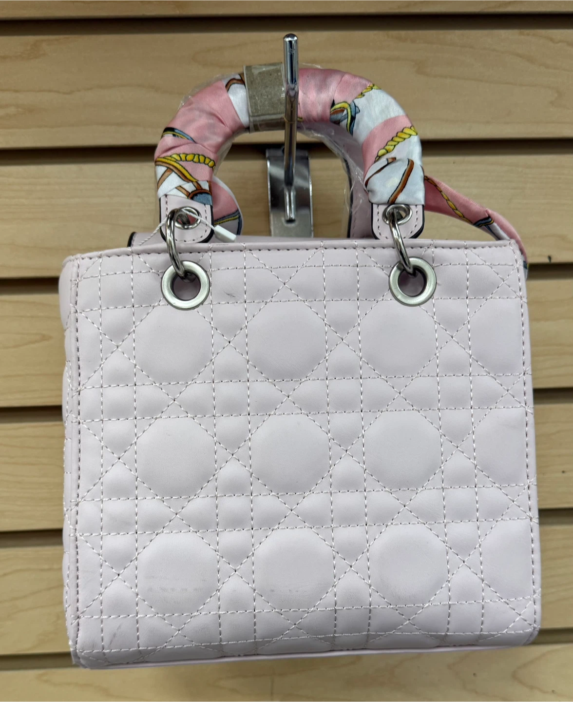 Inspired Dior Quilted Handbag with Scarf Handle - photo 3