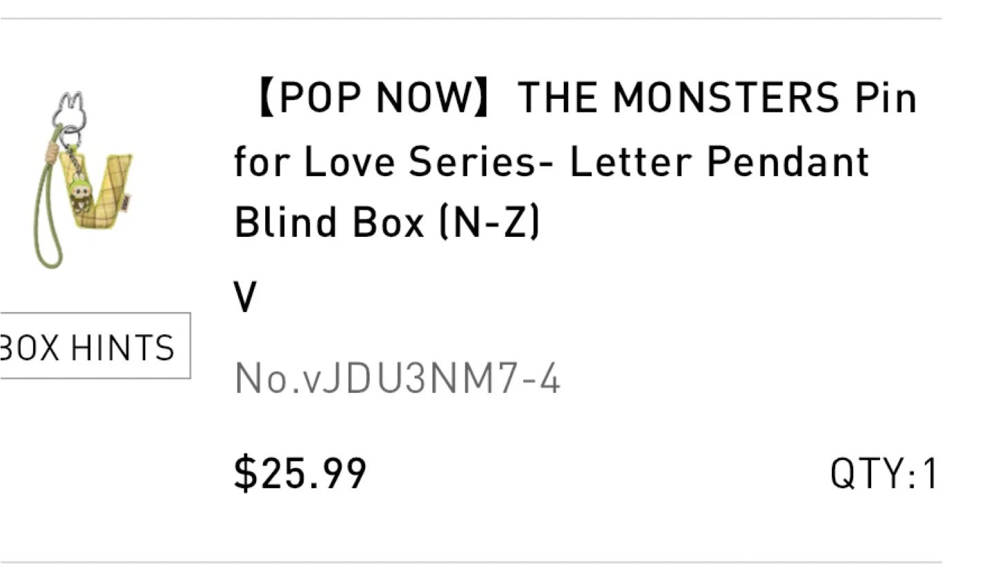 Labubu The Monsters letter V keychain - photo 2