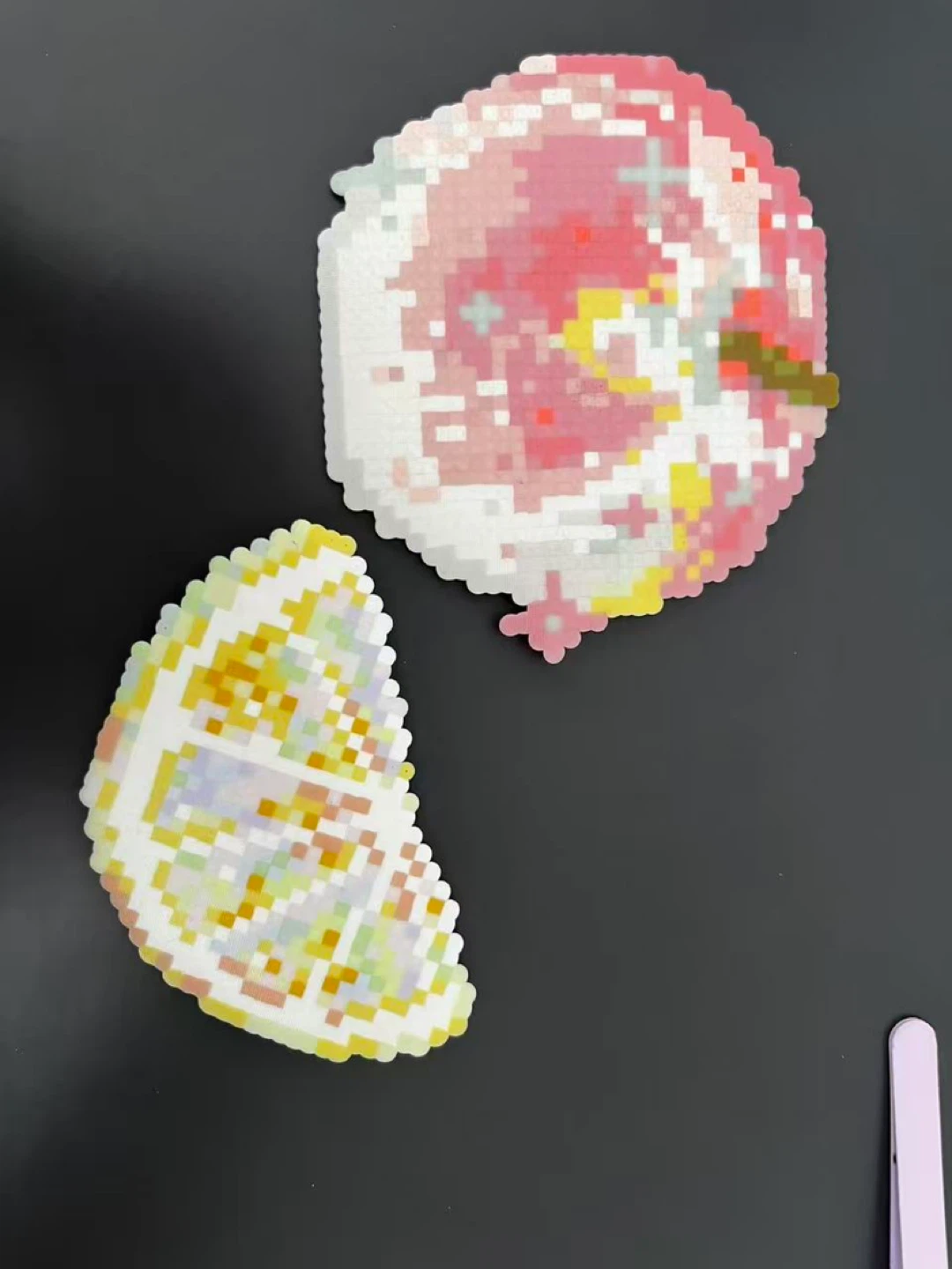 Handmade perler bead fruit art