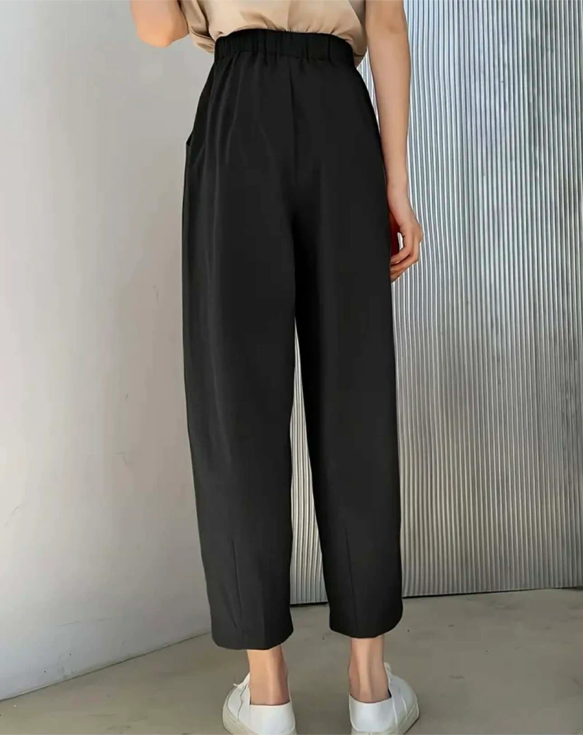 Black Linen Blend Cropped Pants - photo 3