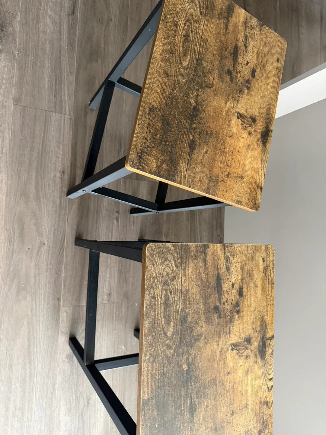 Rustic Wood Top Bar Stools (Set of 2) - photo 2