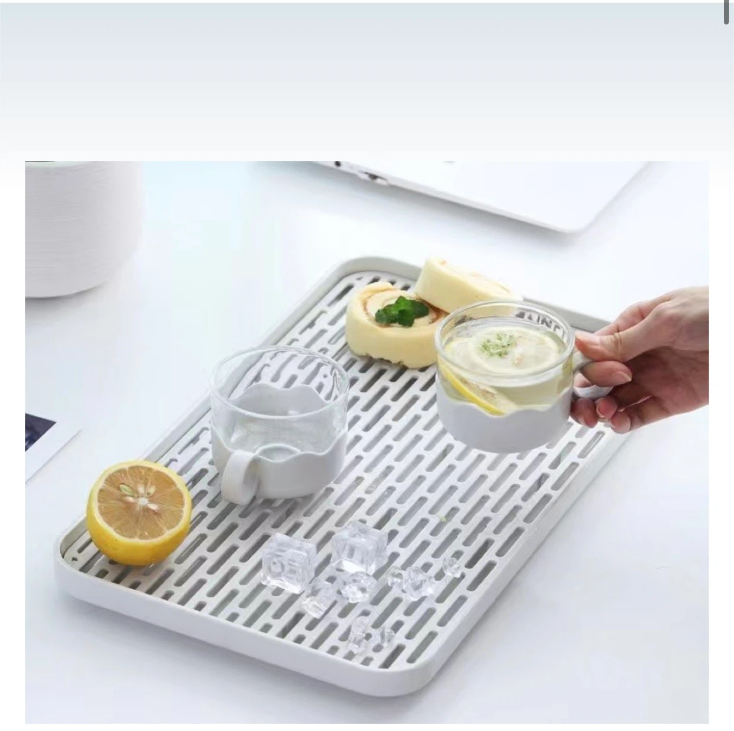 🥕White Dish Drying Rack with Accessories Holder