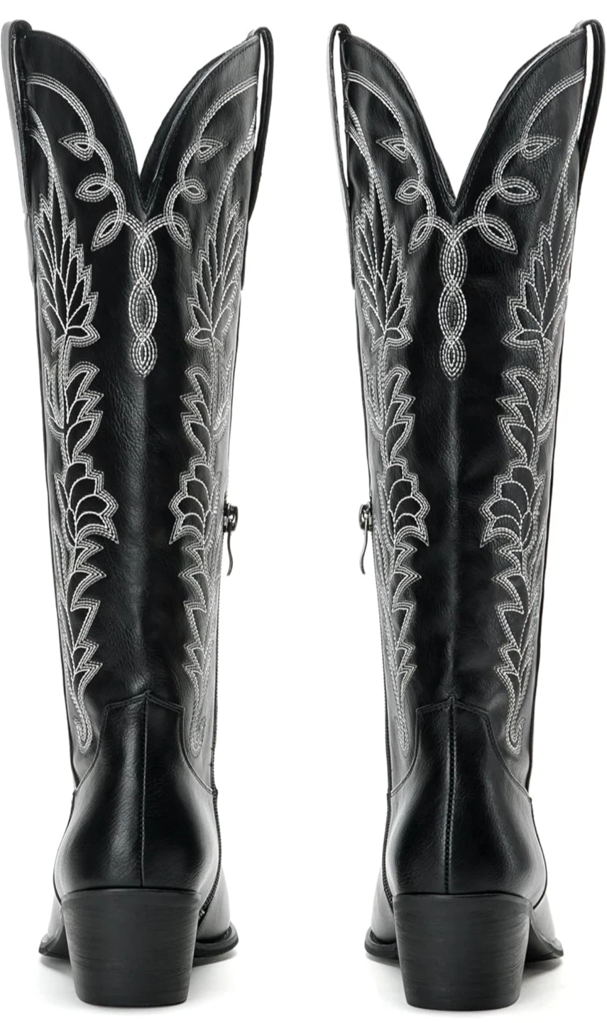 Black Embroidered Cowboy Boots - photo 5
