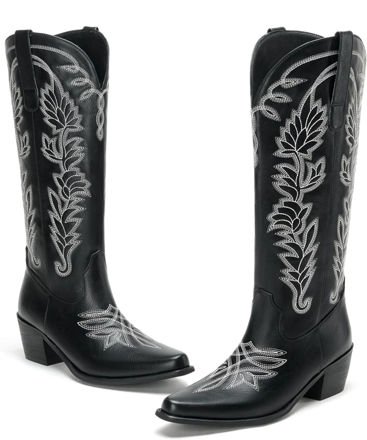 Black Embroidered Cowboy Boots