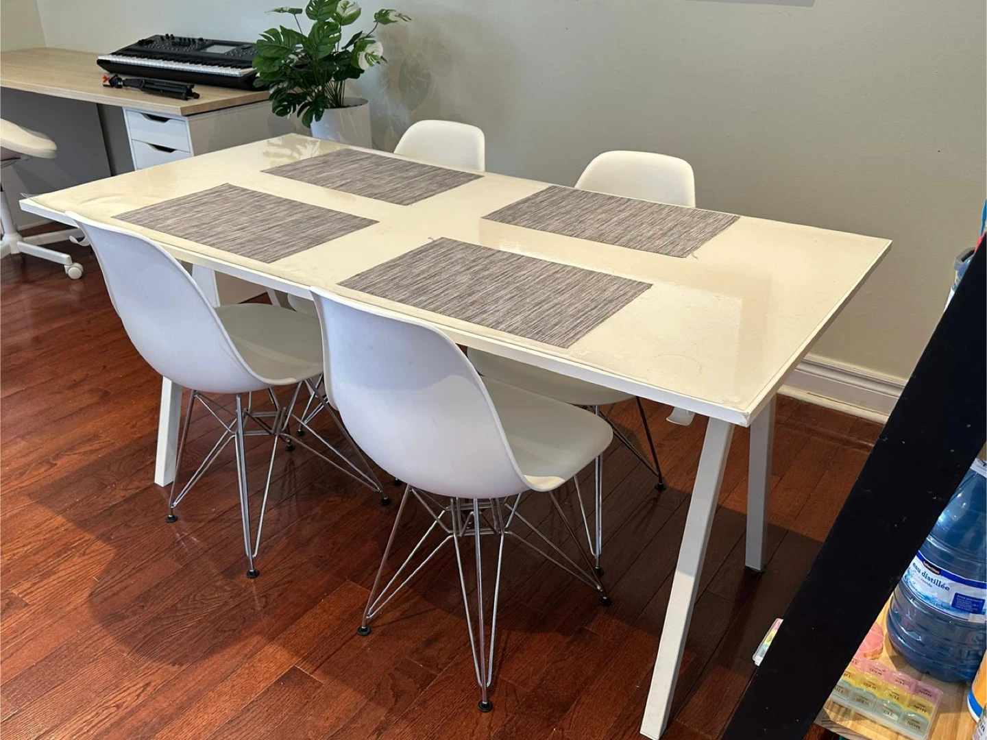 White Dining Table with 4 Chairs