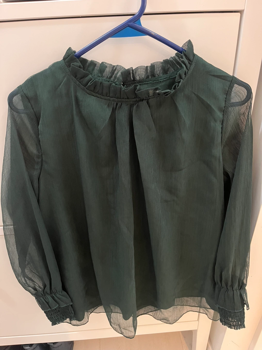 New Light Fashion Sheer Ruffle Neck Blouse