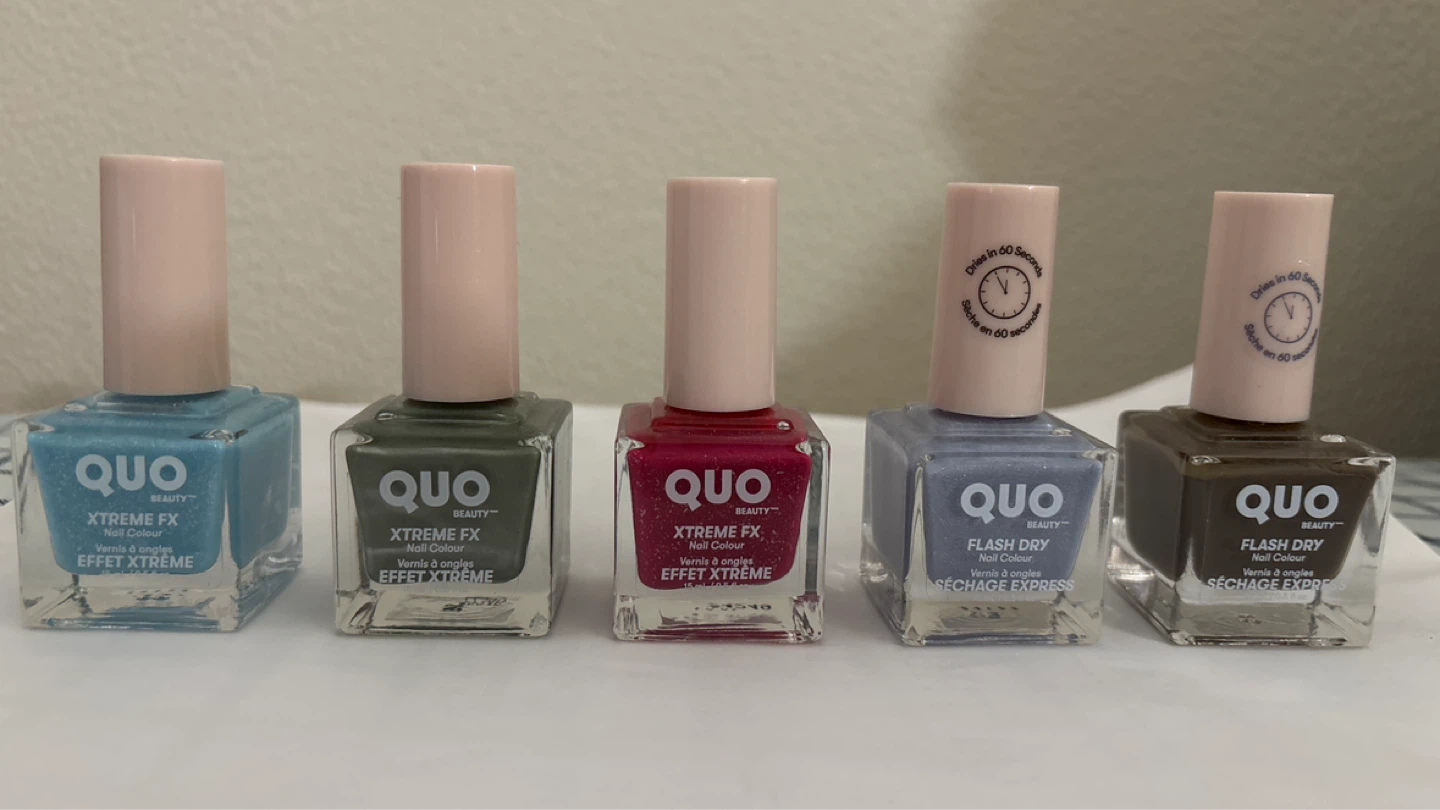 All 5 QUO Beauty XTREME FX Nail colour polishes