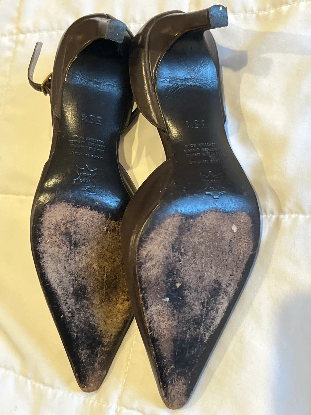 Luciano Barachini Brown Leather Pointed Toe Heels - photo 3