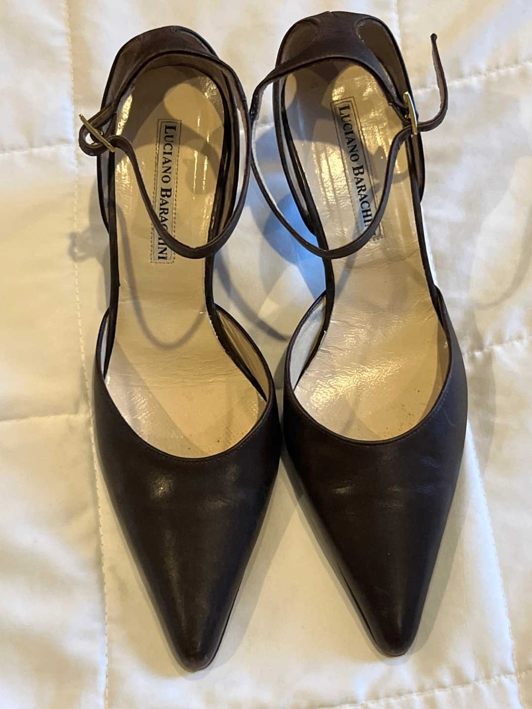 Luciano Barachini Brown Leather Pointed Toe Heels