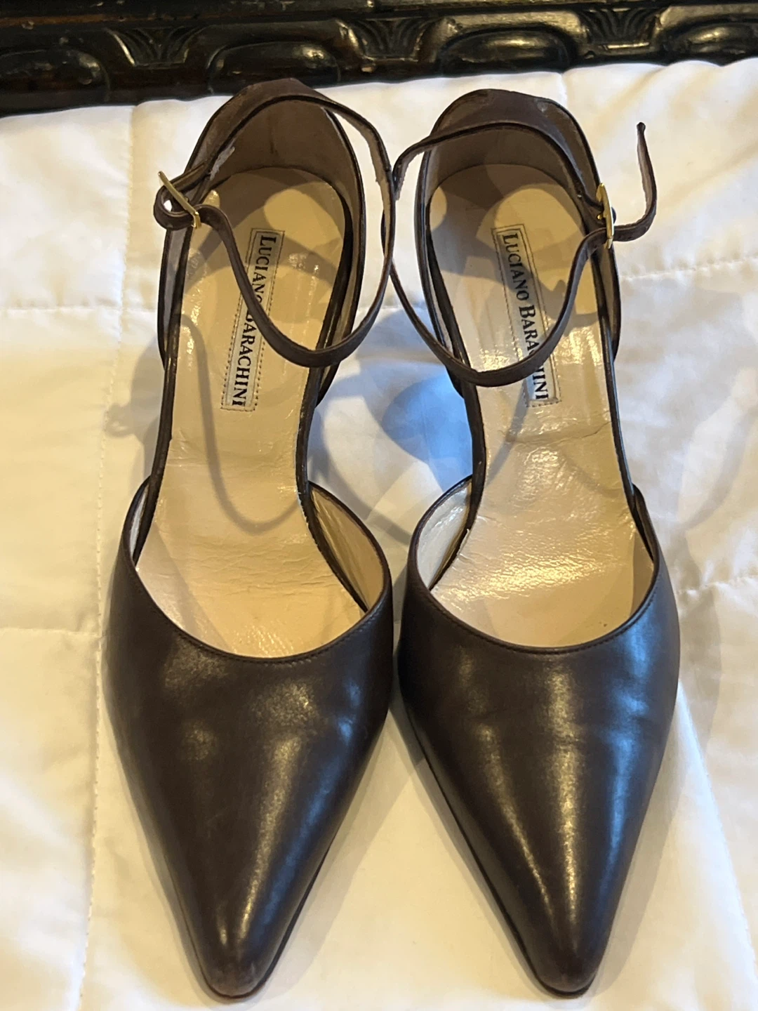Luciano Barachini Brown Leather Pointed Toe Heels - photo 2