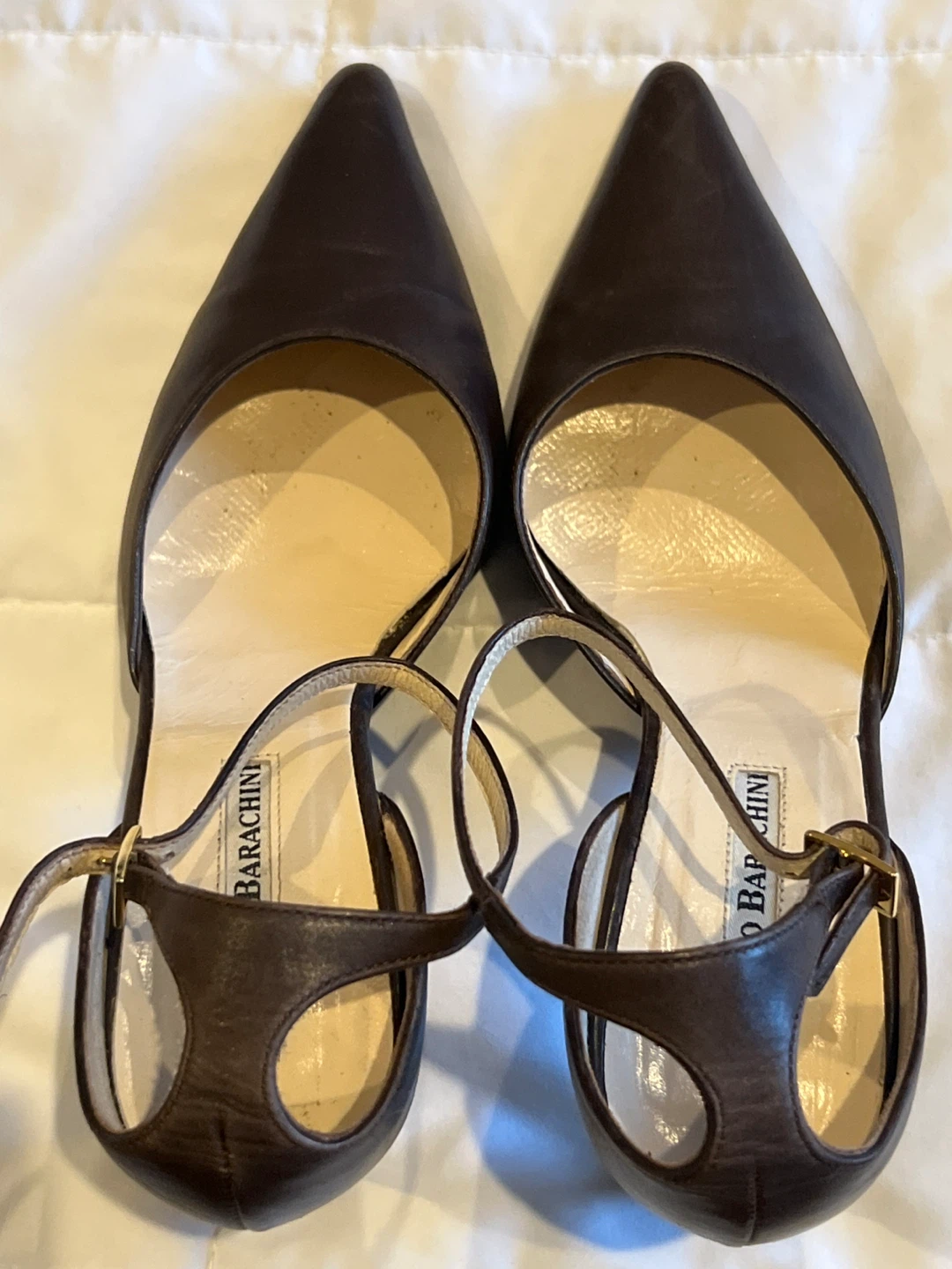Luciano Barachini Brown Leather Pointed Toe Heels - photo 5