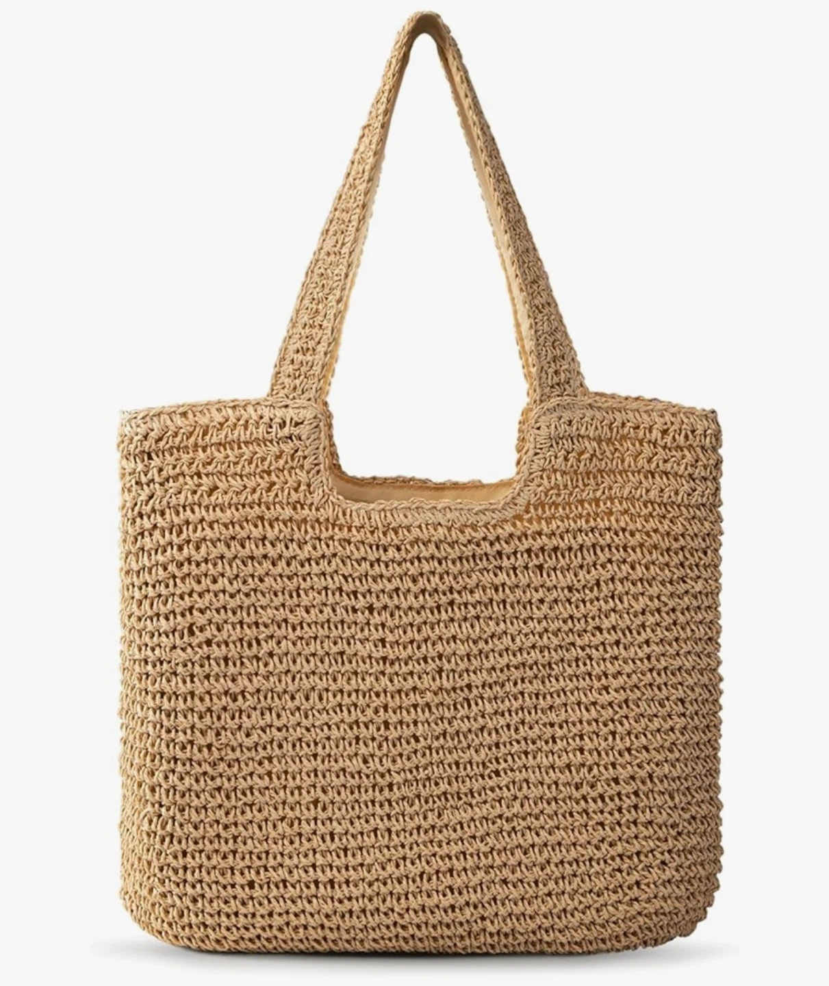 Straw Tote Bag with Zipper Closure