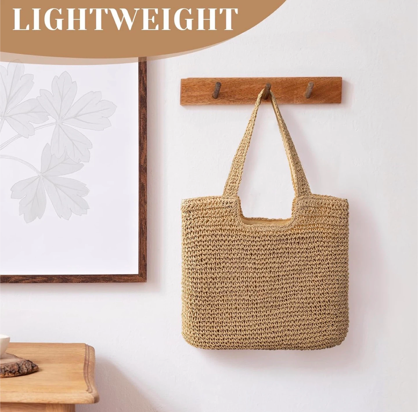 Straw Tote Bag with Zipper Closure - photo 2