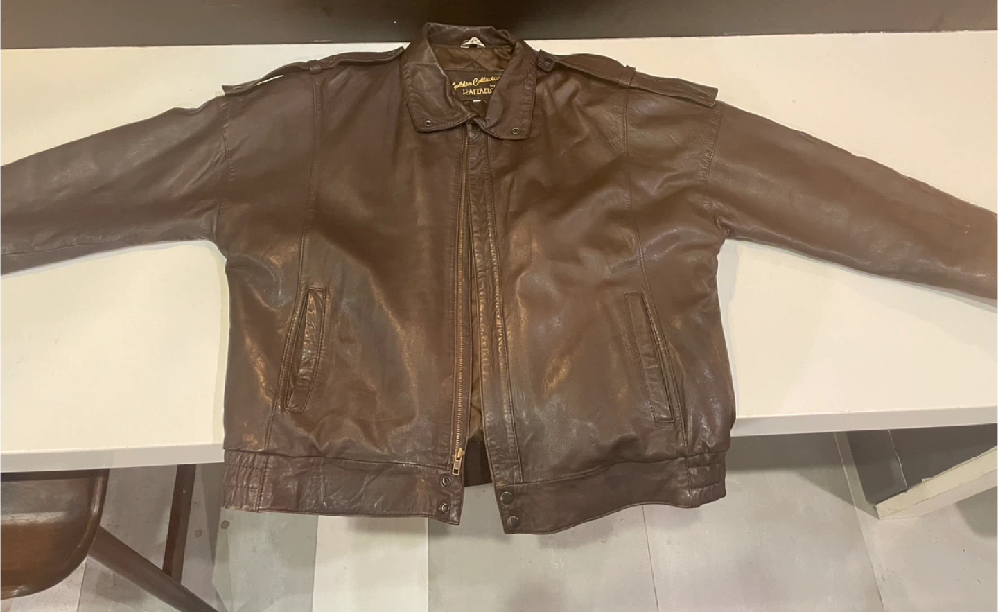 Brown Leather Jacket by Raffaello - Size 44