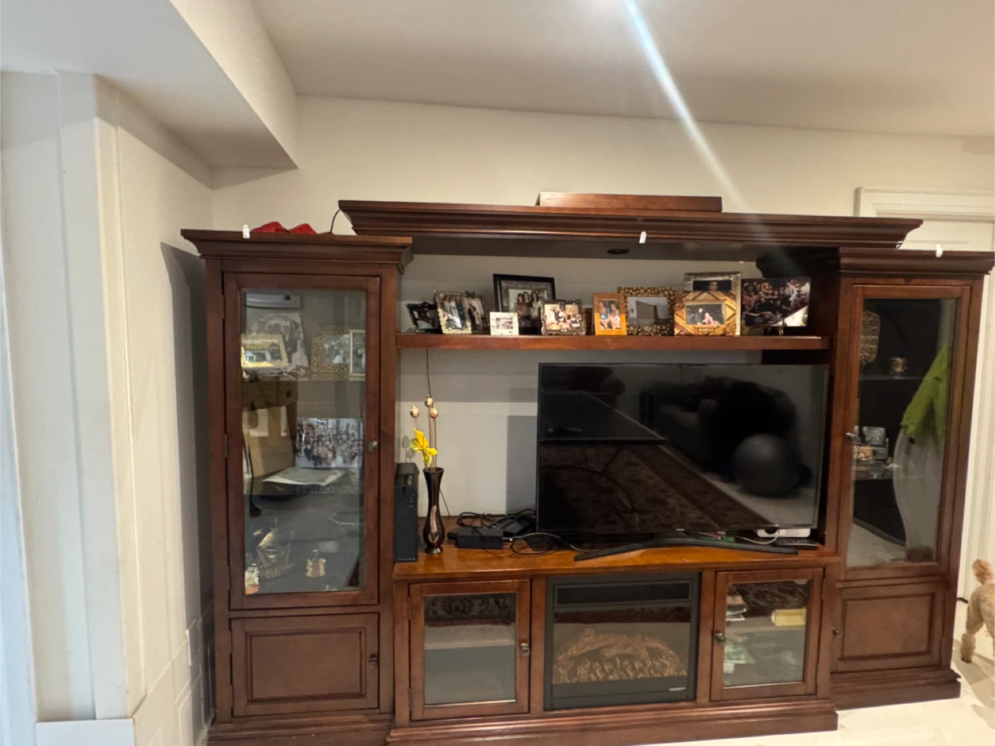Wooden Entertainment Unit with Fireplace - photo 2