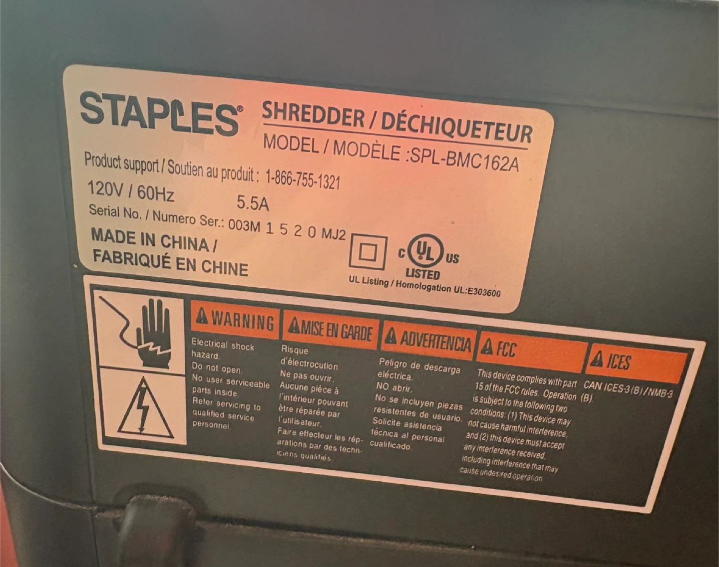 Staples SPL-BMC162A Shredder - photo 2