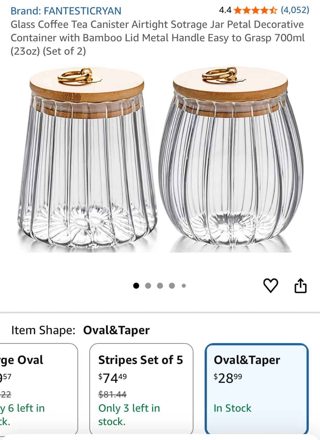 FANTESTICRYAN Glass Coffee Tea Canisters (Set of 2)