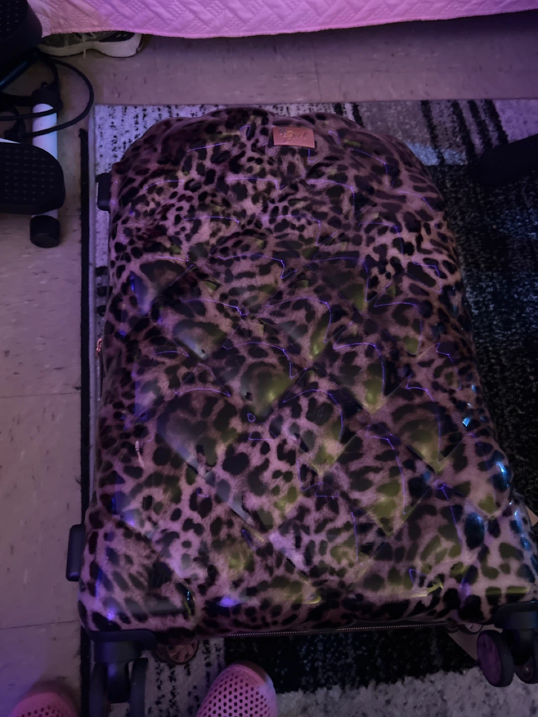 Pink Leopard Print Quilted Hardside Luggage