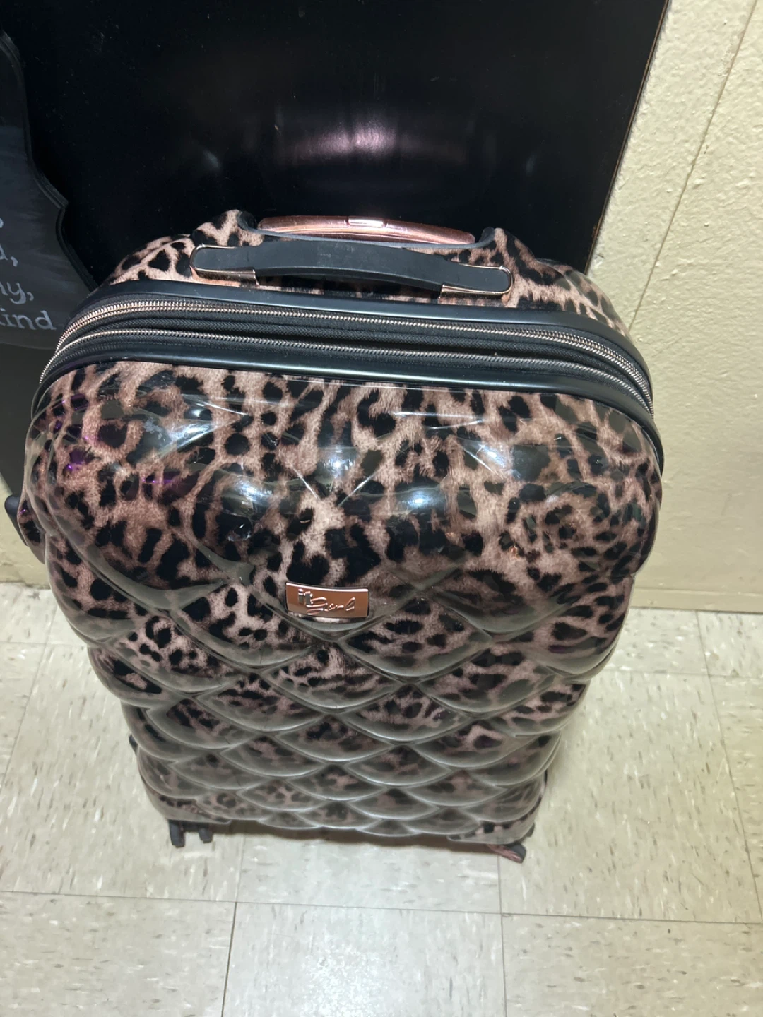 Pink Leopard Print Quilted Hardside Luggage - photo 2