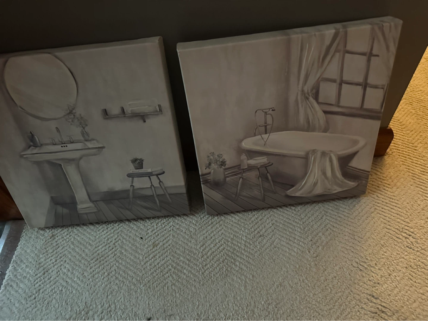 Set of 2 Canvas Prints - Bathroom Scene