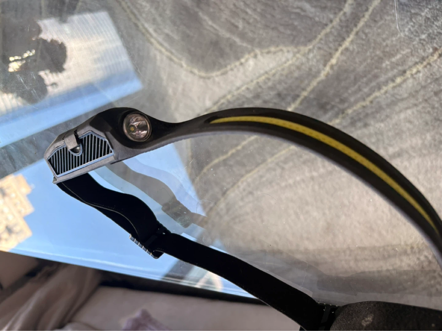 Black Headlamp with Yellow Stripe and LED Light