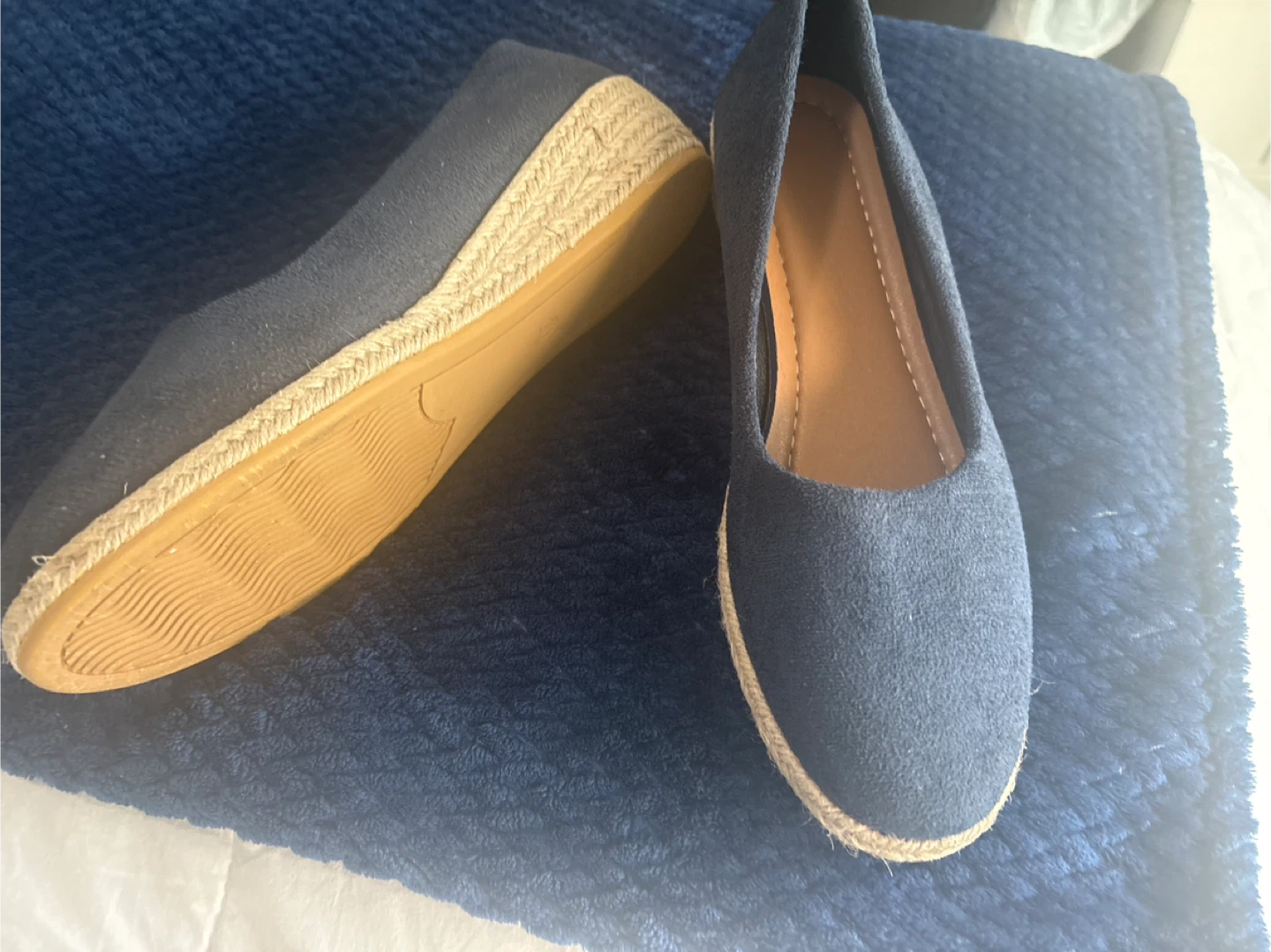Navy Blue Espadrille Wedge Shoes - photo 2