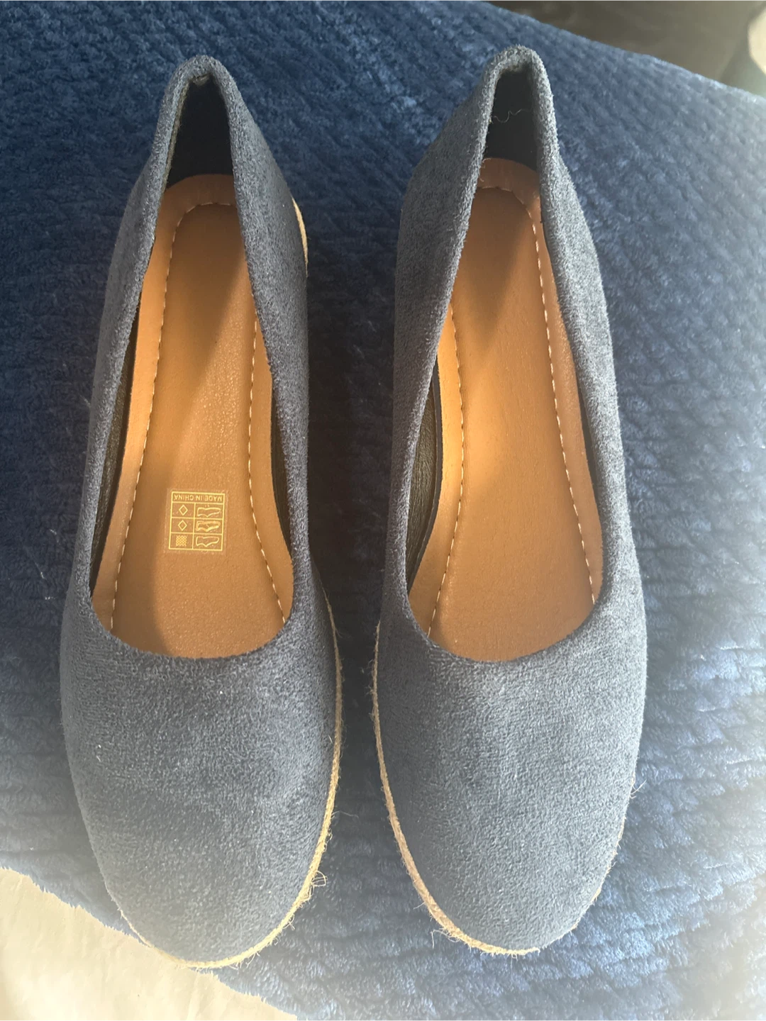 Navy Blue Espadrille Wedge Shoes