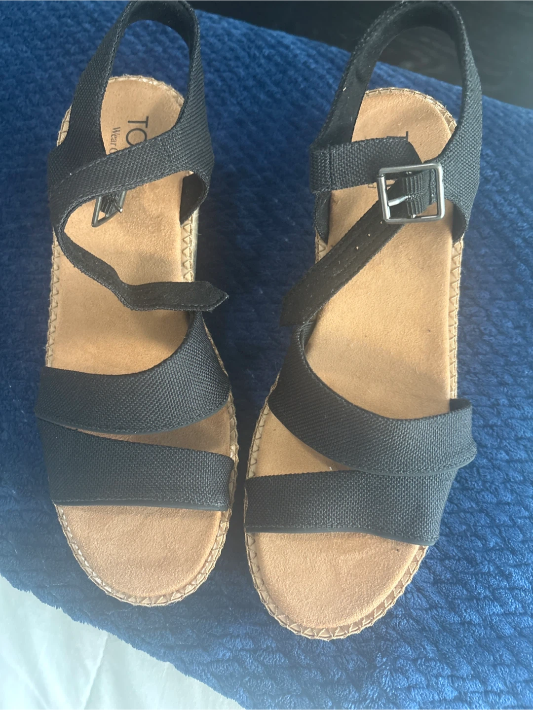 Toms Women's Black Wedge Sandals