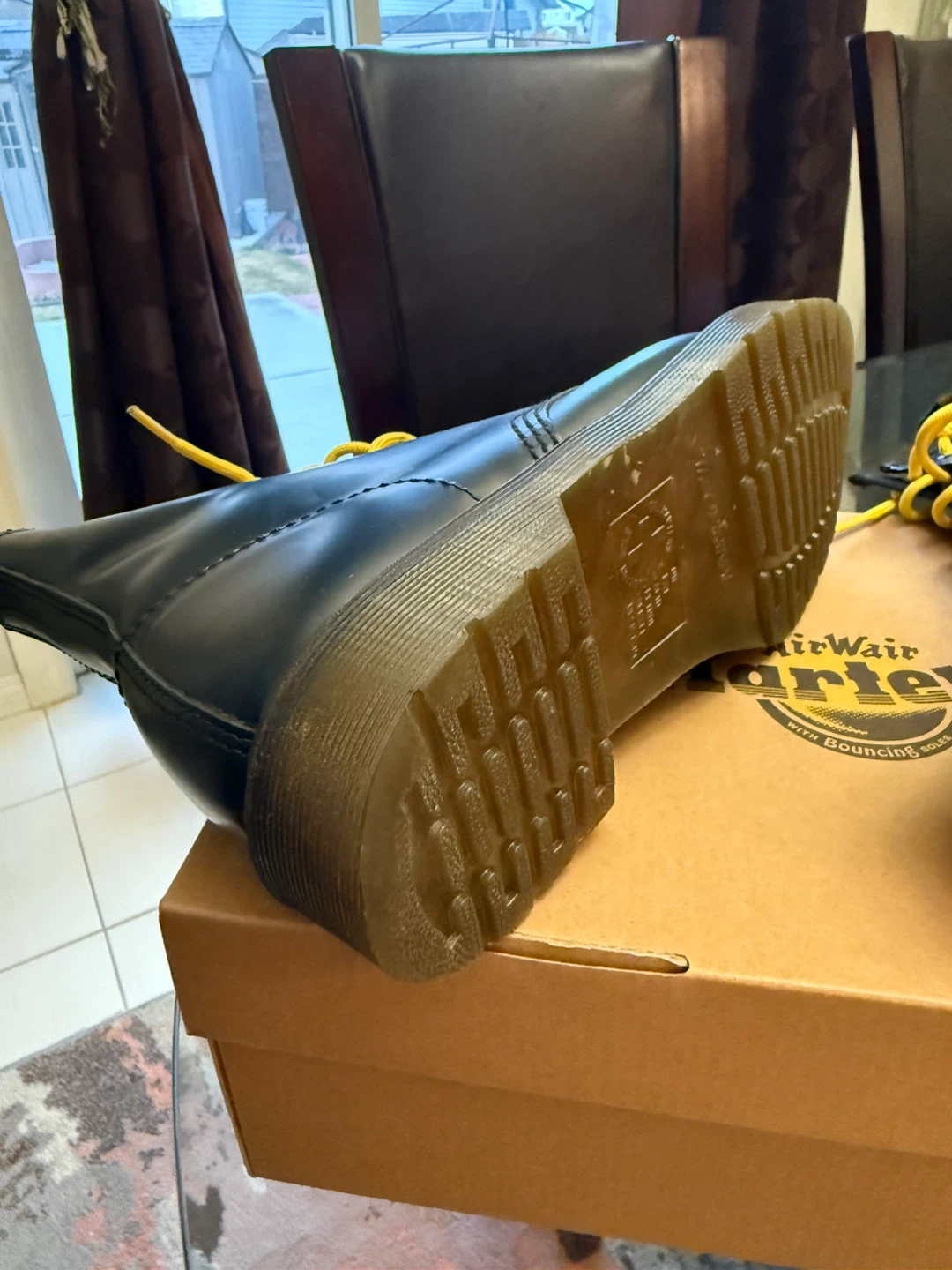 Dr. Martens Blue Leather Boots with Yellow Laces - photo 3