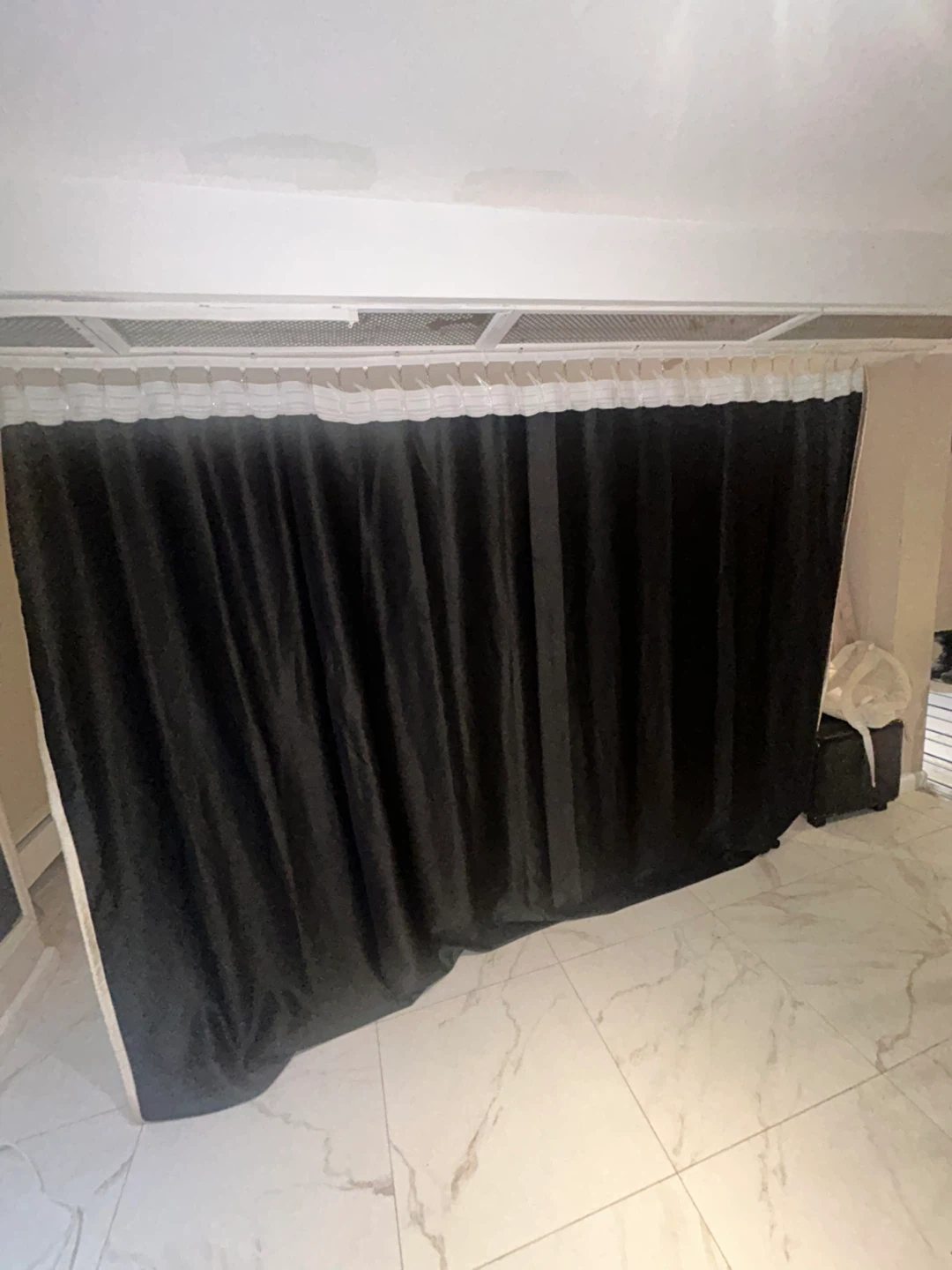 Black and Tan Fabric Room Divider Curtains