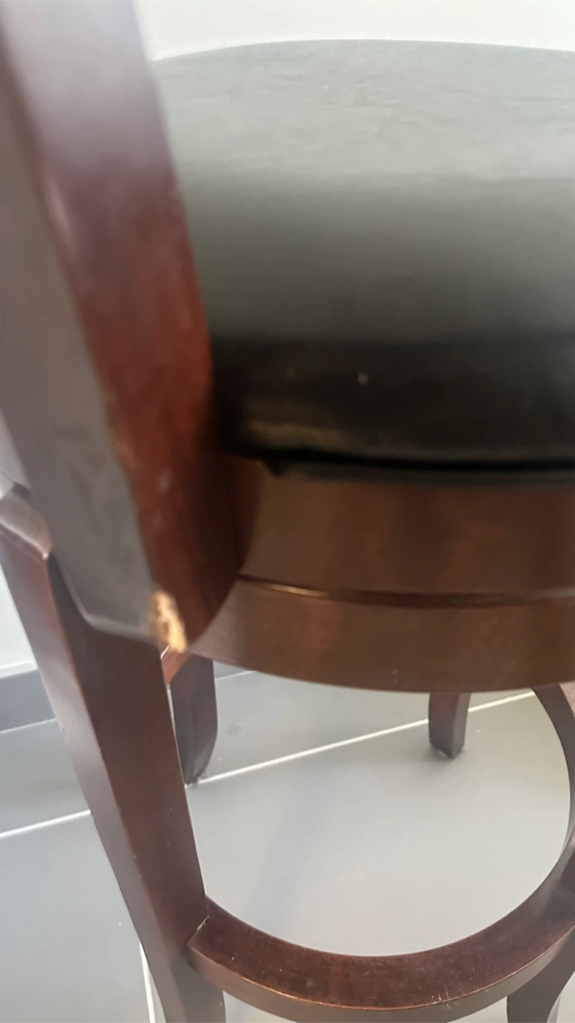 Wooden Bar Stool with Black Seat - photo 4