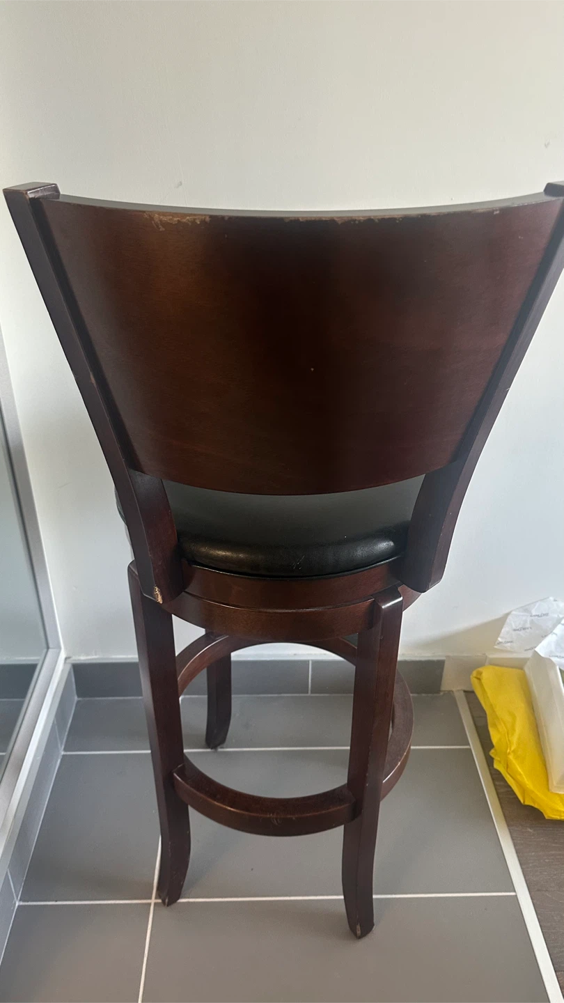 Wooden Bar Stool with Black Seat - photo 2