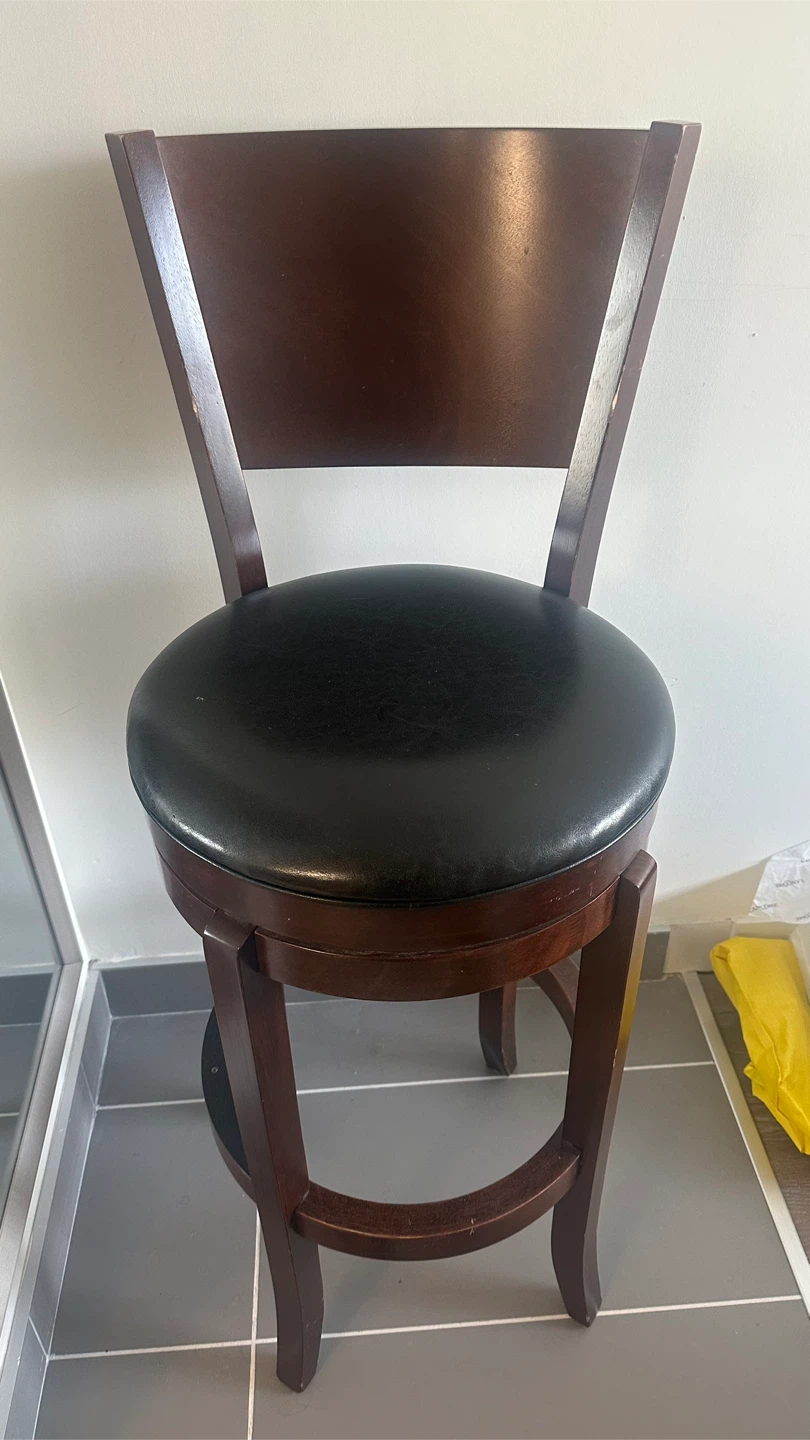 Wooden Bar Stool with Black Seat