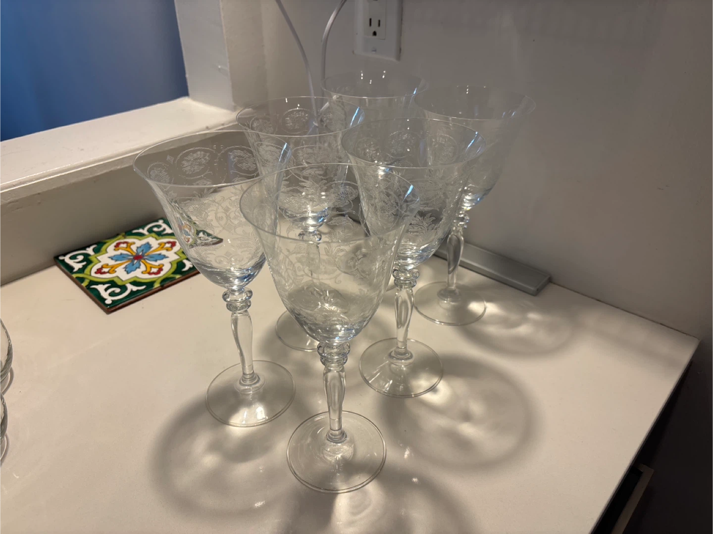 Clear Etched Wine Glasses — Anthropologie - photo 2