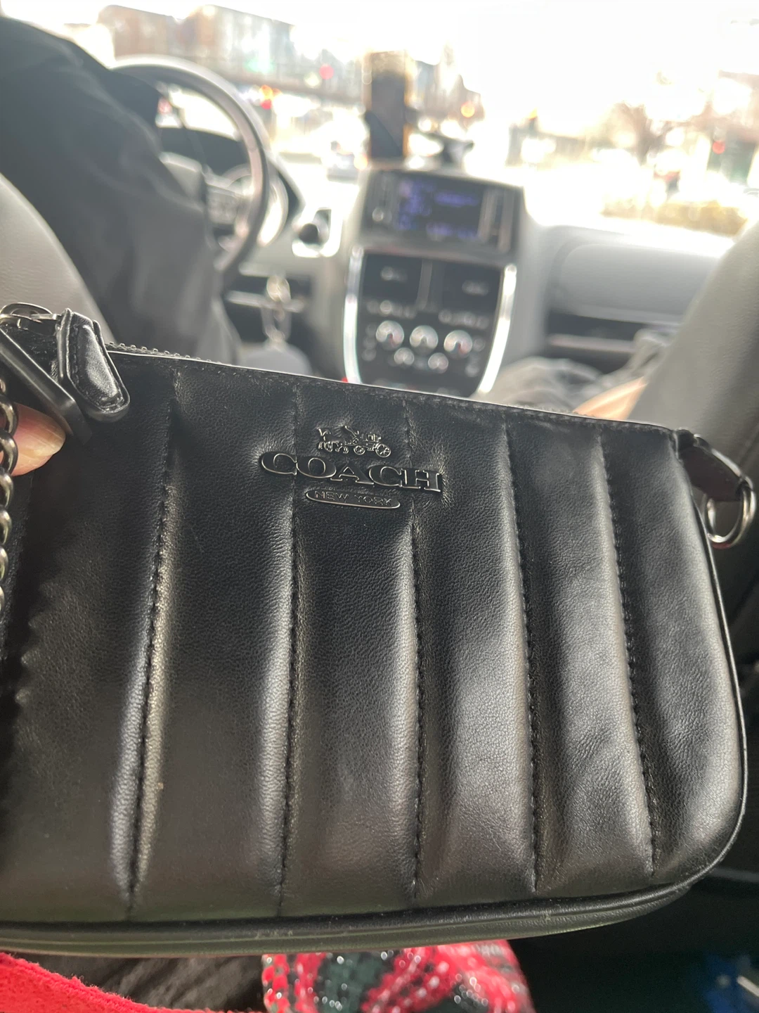 Black Quilted Leather Coach Pouch - photo 2