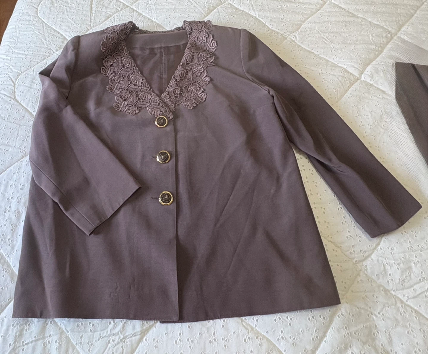 Women's Brown Lace Top and Skirt Suit Set
