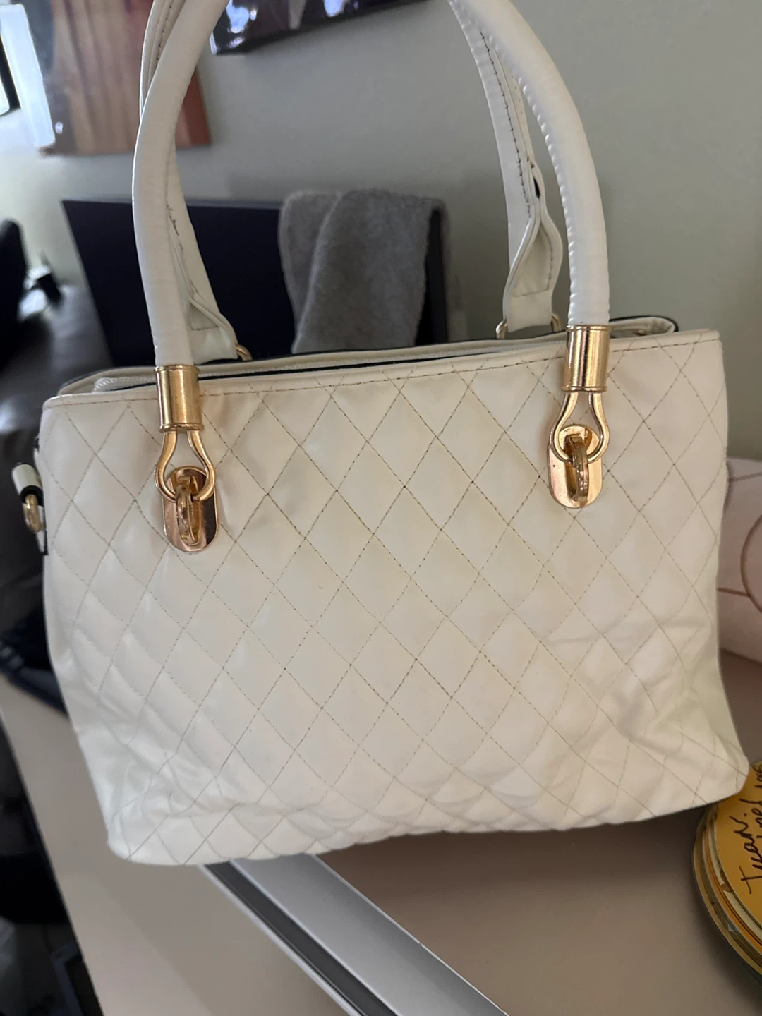 White Quilted Handbag