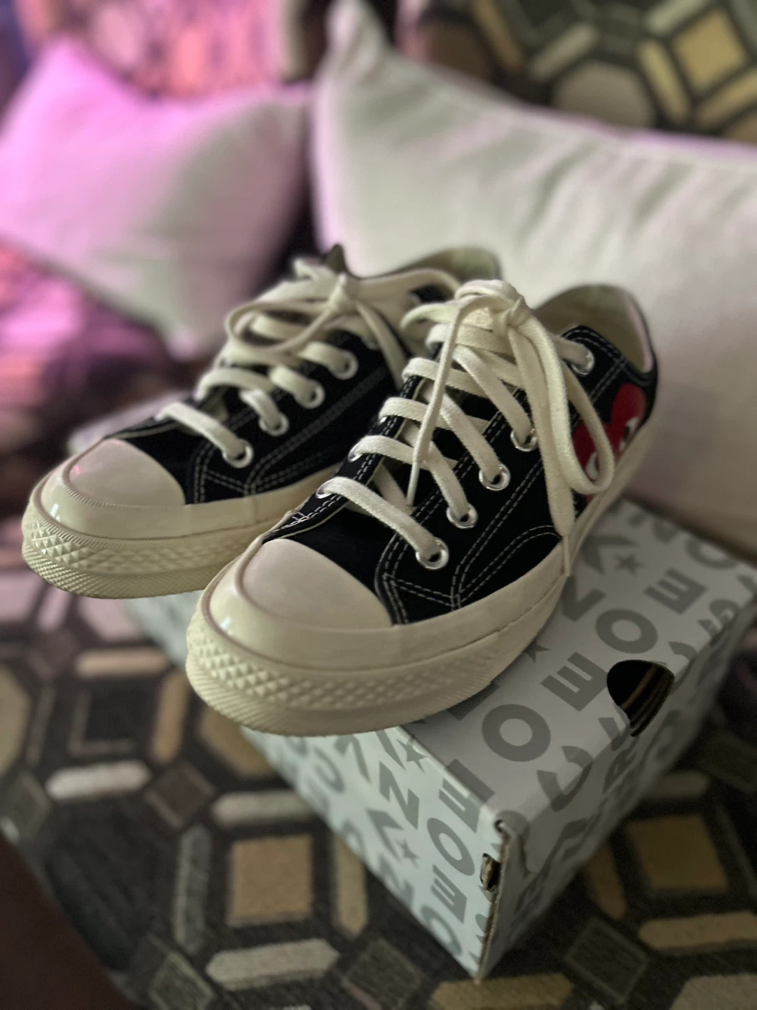 Authentic CDG  PLAY x Converse Black sz 7 w sz 5 m - photo 2