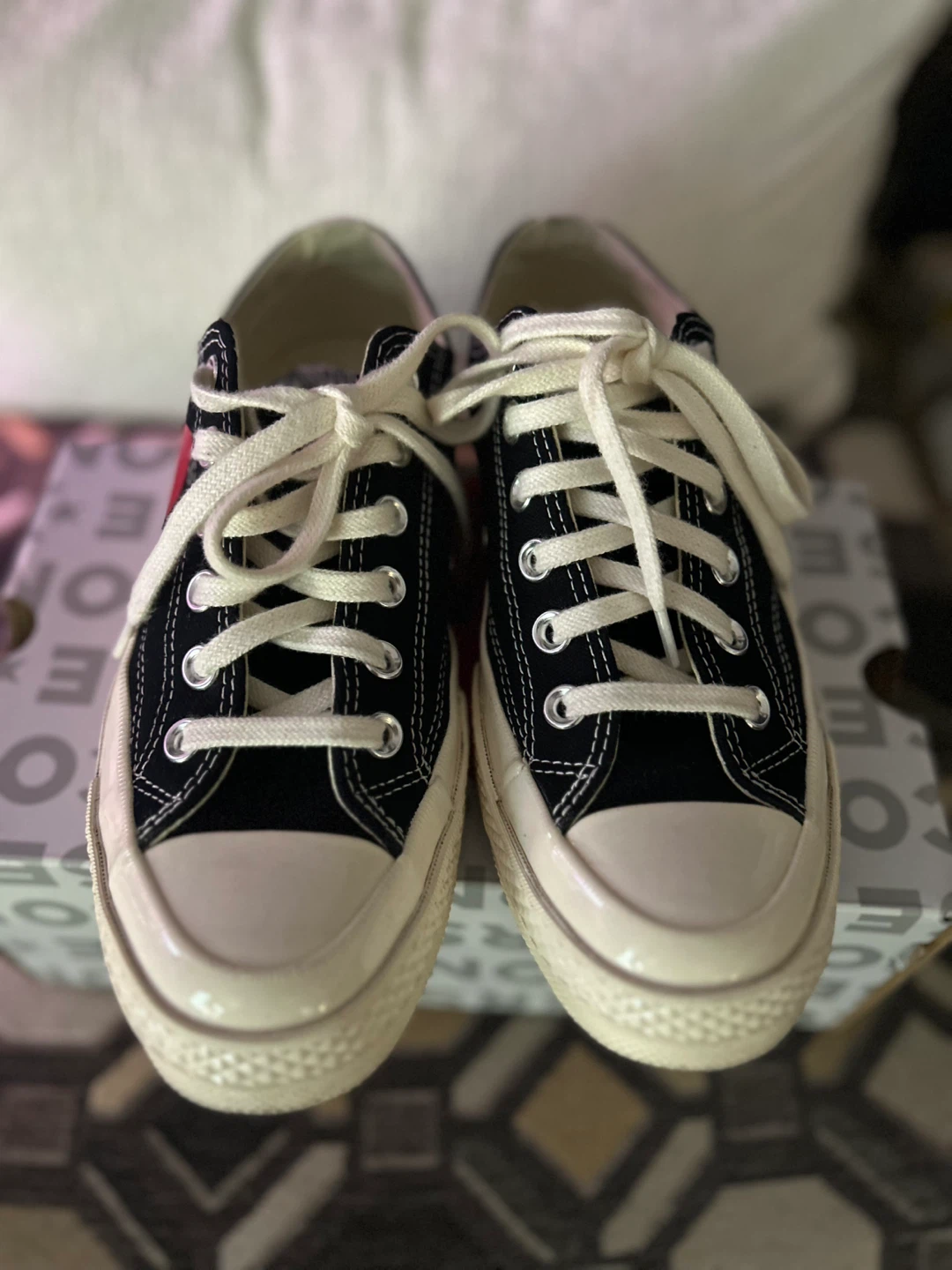 Authentic CDG  PLAY x Converse Black sz 7 w sz 5 m