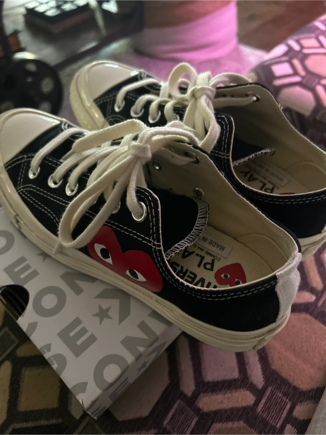 Authentic CDG  PLAY x Converse Black sz 7 w sz 5 m - photo 4